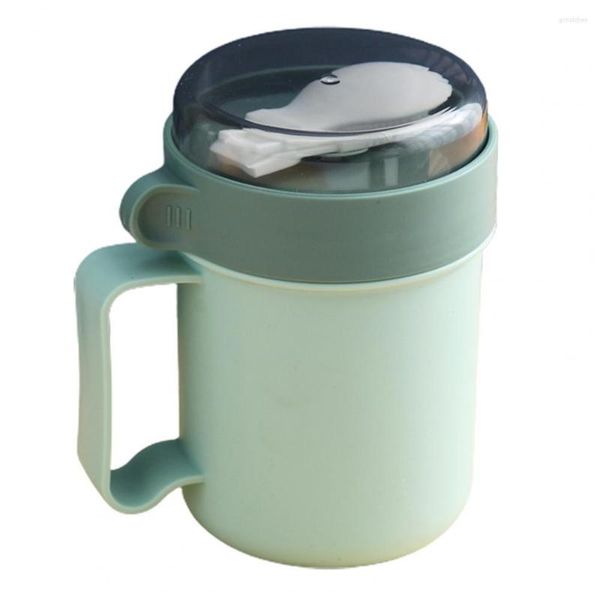 Conjuntos de vajilla 500 ml Taza de desayuno Tapón de ventilación de silicona Grado de contacto Tazón de avena portátil multifunción con tapa sellada y mango