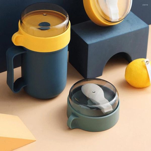 Ensembles de vaisselle 500 ml petit déjeuner tasse Silicone évent bouchon soupe bol Contact qualité Portable avoine avec couvercle scellé