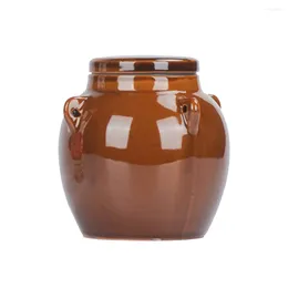 Ensembles de vaisselle 500ml pot de miel en céramique pot de scellage de sauce de sel d'épice avec couvercle pour une utilisation de cuisine à domicile