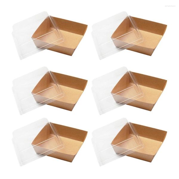 Vaisselle Ensembles 50pcs Kraft Papier Gâteau Emballage Boîte Sandwich Conteneurs Boîtes Party Favors