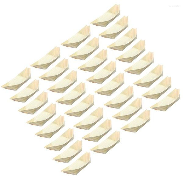 Ensembles de vaisselle 50pcs bateaux à sushi assiettes de bateau en bois plateau de service fournitures de fête plateaux en plastique jetables