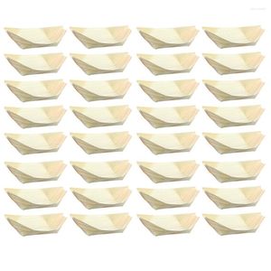 Ensembles de vaisselle 50 pièces en bois. Assiettes En Bois. Plats Desserts Plateaux de service Bois Décor Bol Pour Restaurants Traiteurs Camions Apéritifs