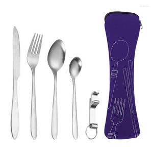 Dinware sets 5 -stcs/set reis picknick western tool draagbare gedrukte lepel vork steak mes keuken accessoires voor thuis buitenshuis