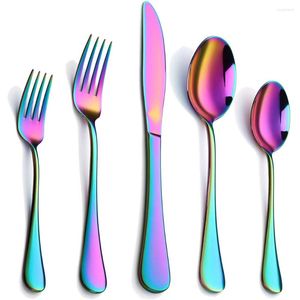 Ensembles de vaisselle 5 pièces argenterie couverts en acier inoxydable coloré ustensiles de cuisine couteaux cuillères fourchettes vaisselle pour la maison Restaurant fête