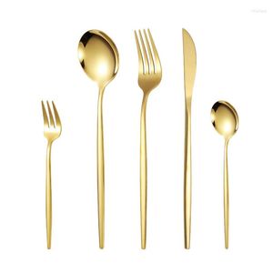 Dinware sets 5 stcs servies diner eten gebruiksvoorwerpen voor huiskeukentafel mes mes vork lepel theelepel en theeset spiegel gepolijst