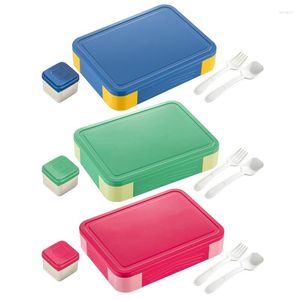 Servies Sets 6 Compartimenten Bento Box Lekvrij Volwassen Lunch Containers Draagbare Kids Container Lade Met Lepel Vork En Saus