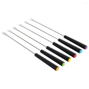 Ensembles de vaisselle 6 Pcs Fromage Fourchette À Fruits BBQ Outils De Cuisson Bonbons Décor Chocolat Fontaine Fourchettes En Acier Inoxydable Cuisine Trempage Utile