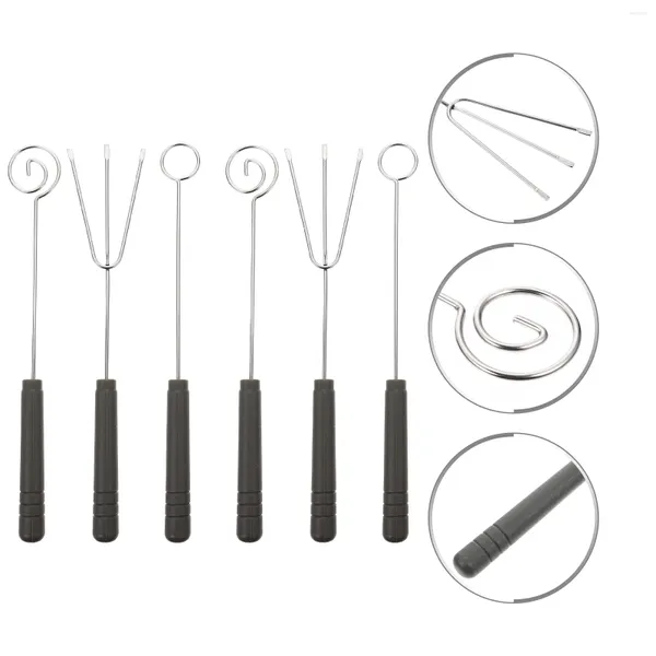 Ensembles de vaisselle 6 pièces fourchette à chocolat Gadgets de cuisine ensemble de trempage en acier inoxydable fourchettes ustensiles en métal outil BBQ cuisson