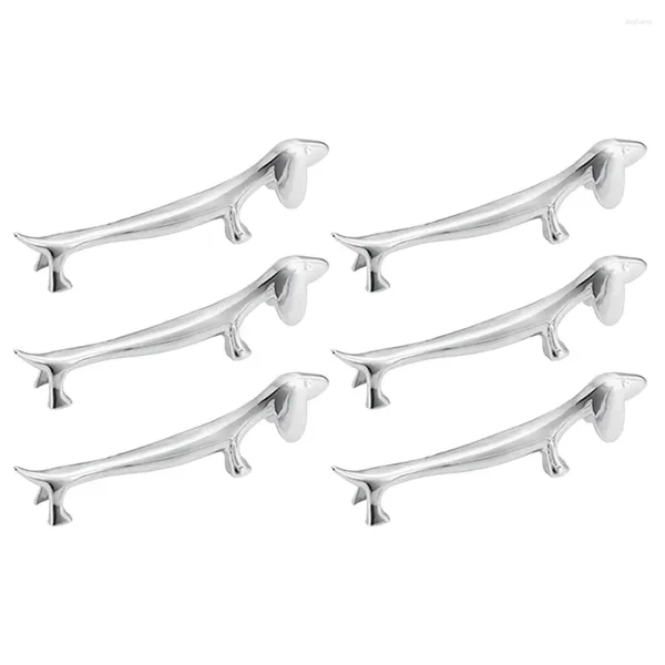 Ensembles de vaisselle 6 pièces chiot baguettes repose-couverts organisateur ornement outil en métal en alliage de zinc porte-cuillère accessoire de cuisine décor