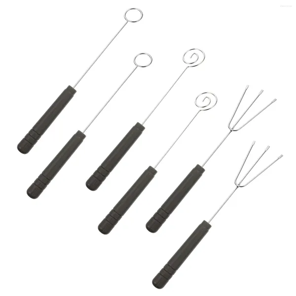 Ensembles de vaisselle 6 pcs petits outils fourchette à chocolat mini bonbons fondue en acier inoxydable barbecue cuisson