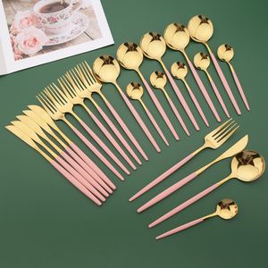 Geschirr-Sets Upgrade-Besteckset für 6 Personen Besteckset aus Edelstahl Roségold Messer Gabel Löffel Western-Hochzeits-Barbesteckset 230331