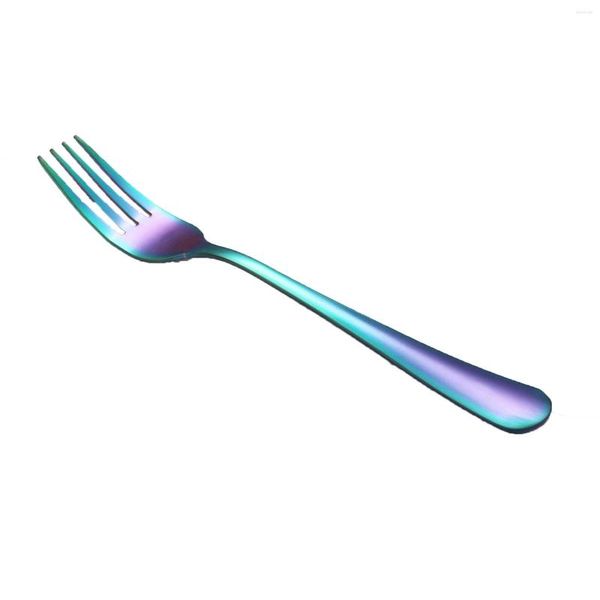 Ensembles De Vaisselle 6 Pièces Couverts De Cuisine En Acier Inoxydable Service De Fourchettes À Dessert Modernes Pour Table À Manger Colorée Et 4 Chaises Rondes