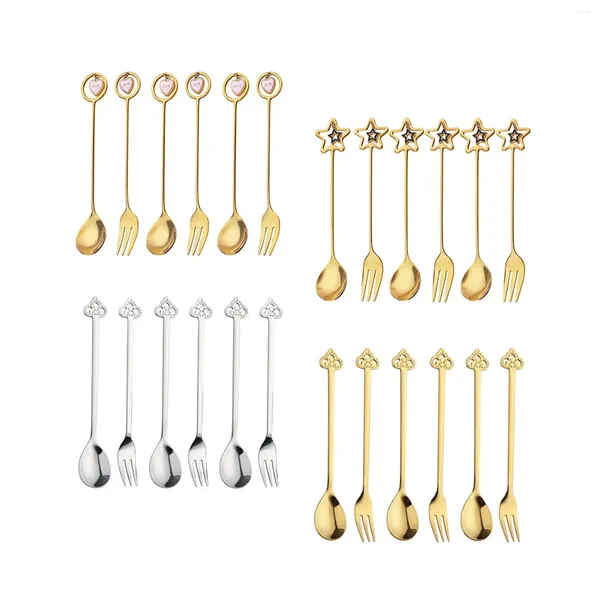 Ensembles de vaisselle 6 pièces en acier inoxydable cuillère fourchette couverts de Noël pour fête de vacances mariage