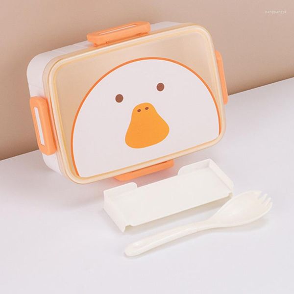 Ensembles de vaisselle 600ML dessin animé boîte à déjeuner Bento conteneur Portable avec cuillère pour enfants enfant étudiant pique-nique en plein air stockage mignon