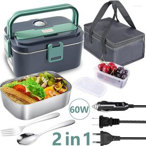 Servies Sets 60W Snelle Verwarming Thuis Auto 2 In1 Elektrische Lunchbox 1.8L 220V 110V 24V 12V Rvs Warmer Verwarmde Container