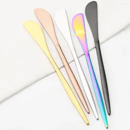 Ensembles de vaisselle 6pcs couteau à beurre coloré couverts en acier inoxydable pizza fromage couteaux à dessert crème petit déjeuner pain grillé outils de cuisine