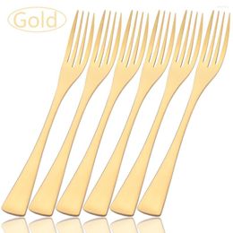 Dijkartikelen Sets 6pcs Gold Western Set Dinner Fork Dessert Bestek Roestvrijstalen Salad servies Home Keuken Flatware