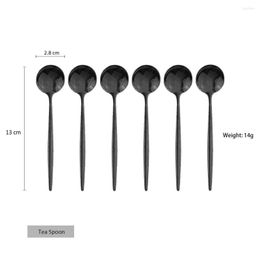 Conjuntos de vajilla 6 unids Mini cucharas agitadoras para café Té Acero inoxidable Salsa pequeña Sal Azúcar Negro Cuchara de oro Set Vajilla