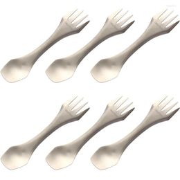 Dijkartikelen Sets 6pcs QingGear Ultralight Spork Titanium 3-in-1 Spoon Fork mesgerei Portable servies FLATSERE TAAR