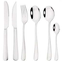 Geschirr Sets 6 stücke Edelstahl Steak Messer Gabel Tee Löffel Geschirr Hohe Qualität Suppe Besteck Set Party Küche Besteck