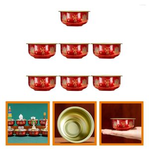 Servies Sets 7 Stuks Water Kom Heilig Altaar Offer Cup Vintage Home Decor Decoratieve Accessoires Prachtige Lotus Legering Aanbidding