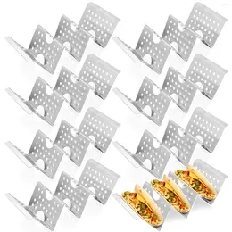 Ensembles de vaisselle 8 pcs Crêpe Stand Cuisine Porte-Tacos Plateau En Acier Inoxydable Burrito Stands Pancake Plate Rack 430 Poignée Tortillas