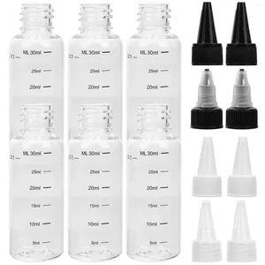 Set sets 8 pc's afgestudeerd olieflessen Knijp flessen Plastic met deksel voor vloeibare haarsprayschaal klein