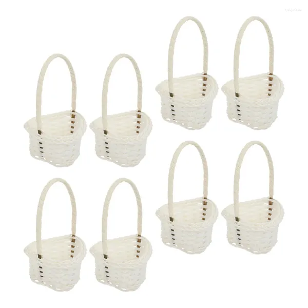 Ensembles de vaisselle 8 PCS ROTAN BAKET MINI FLORING POTS CRAFTS STOCKAGE ARRITS ROMMAN BAMBOO STEM