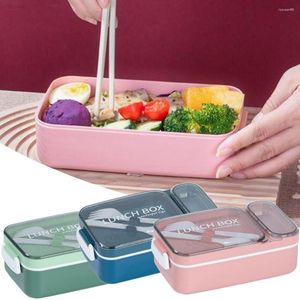 Ensembles de vaisselle 800ML boîte à déjeuner compartiment Portable sauce micro-ondes aux fruits avec fourchette et cuillère pique-nique vaisselle fraîche