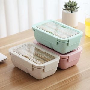 Din sets sets 850 ml magnetron lunchbox voor kinderen school milieuvriendelijke bpa gratis tarwestro bento keuken plastic container lunchbox