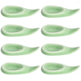 Ensembles de vaisselle 8 pièces céramique vaisselle reste porcelaine baguettes cuillères support support maison dîner Table décoration (vert