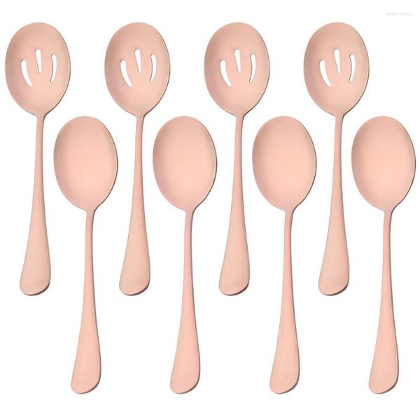 Conjuntos de vajilla 8 unids Rose Servicio Cuchara Set Espejo Sopa de acero inoxidable Colador Ensalada para el hogar Mesa de cocina pública