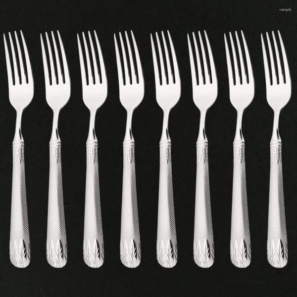 Ensembles de vaisselle 8pcs Silver Dinner Fork Table Varelle 304 en acier inoxydable Sleitware Gold Kitchen Lactume de couverts noirs