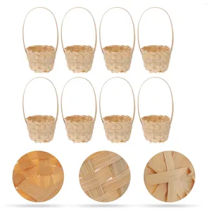 Ensembles de vaisselle 8pcs paniers tissés avec poignées ferme petit panier fleur mariage bonbons cadeau pique-nique stockage