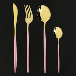 Ensembles de vaisselle 8set ensemble de couverts en or rose couteaux en acier inoxydable fourchettes cuillère à café couverts de cuisine vaisselle de table