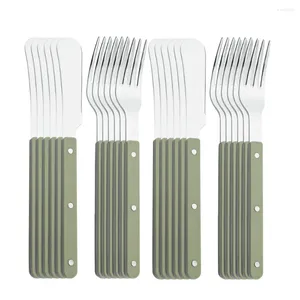 Dijksiesets ABS HANDEL HANDEL REGETS Decoratiemes set roestvrij staals diner diner bestek groen lepel western keuken flatware