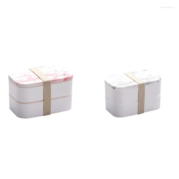 Conjuntos de vajilla ABSF Bento Cajas Patrón de mármol Caja de almuerzo Oficina Microondas Contenedor de almacenamiento para adultos