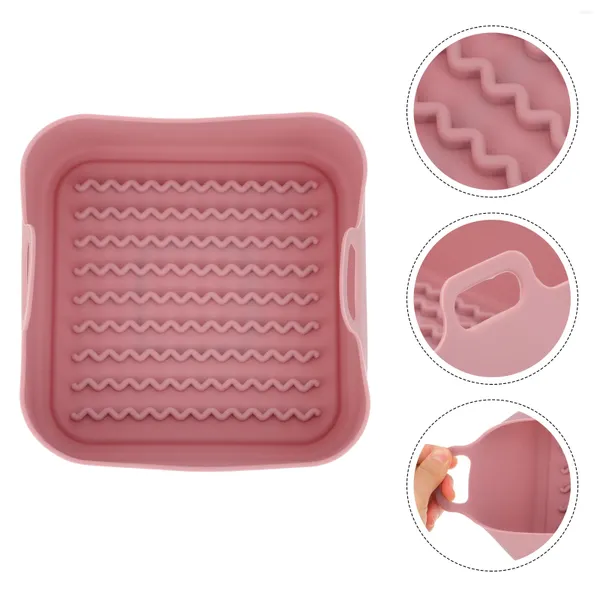 Ensembles de vaisselle Air Fryer Silicone Pot Remplacement de la doublure en papier parchemin Panier à vapeur Plat de refroidissement Plaque de barbecue Pad Four sûr