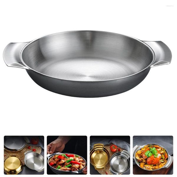 Juegos de vajilla Amphora, plato para aperitivos, asas de acero para cena, olla de acero inoxidable, bandeja de Metal para Pizza, contenedor de almacenamiento, platos para servir en el hogar, hornear