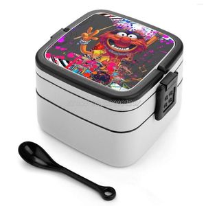 Ensembles de vaisselle Animal Double Couche Bento Box Conteneur Portable PP Matériel Muppets Musique