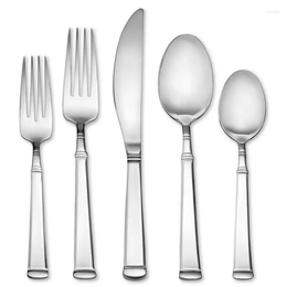 Dinnerware Sets Avenue - Service de couverts 20 pièces pour 4 ustensiles dorés, assiettes en bois et plastique, baguettes réutilisables de voyage argentées