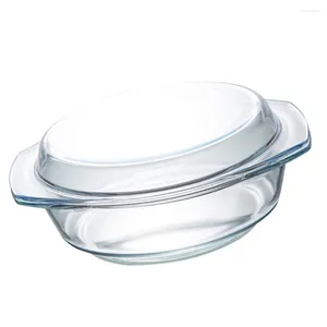 Ensembles de vaisselle bol en verre à cuisson de cuisson avec couvercle four à micro-ondes en verrerie à la verrerie blanche