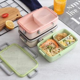 Din sets sets bamboe vezel lunchbox creatief compartiment verzegelde tas draagbare lekbestendige container voor picknickbureau voor kinderen