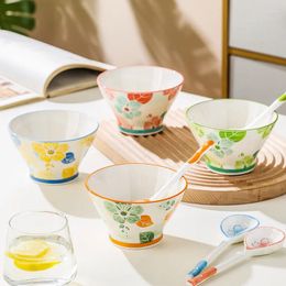 Ensembles de vaisselle en bambou bol bol ins corne en céramique de table ménage à deux oreilles