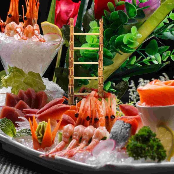 Ensembles de vaisselle, échelle en bambou pour Arrangement Sashimi, plateau à Sushi, décorations d'assiettes, ornements artificiels