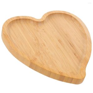 Ensembles de vaisselle Bamboo Snack Plate de bureau Plateau de fruits de bureau en forme de coeur Pain de pain