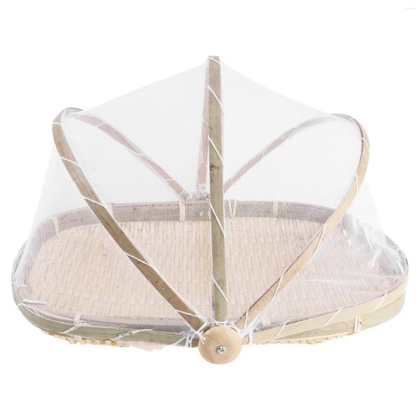 Ensembles de vaisselle Panier de rangement en bambou Anti-Flies Plateau tissé Petit-déjeuner Pain Pain Dry Support Mesh Home Ware