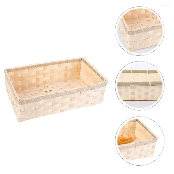 Conjuntos de vajilla Cesta de almacenamiento de bambú Cesta de pan tejido Manual Embalaje de regalo Tejiendo Fruta Decoración portátil