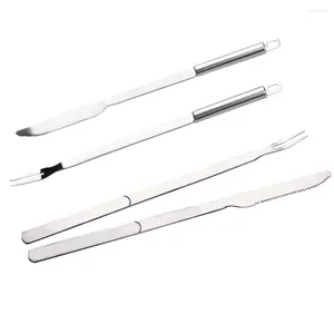 Diny Sets Barbecue Forkbbqmeat Tool Tool Hakke houten stick braden kookgrillbenodigdheden metaalcarving sonde buiten