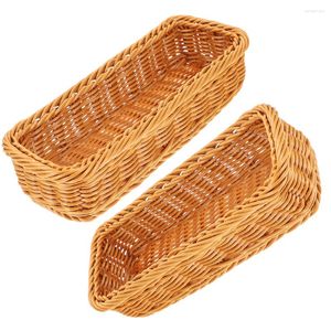 Ensembles de vaisselle Panier en osier Porte-argenterie Paniers Tissé Organisateur Rangement d'ustensiles Caddy Couverts Couverts Condiment Fruit Rotin